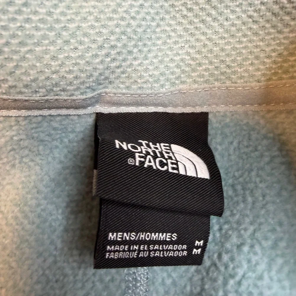 The North Face Mens Quarter Zip Fleece Pullover Mint Green Waffle Knit Size M